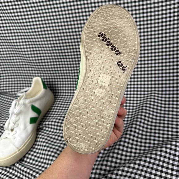 Veja Canvas Sneakers in White and Green - Picture 6 of 6